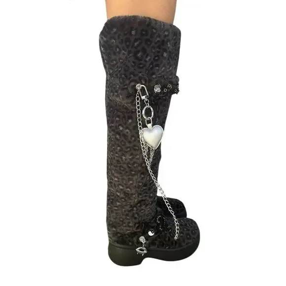 T-Pain x Crocs Wmns Classic Unfurgettable Knee High Boot Leopard size 10 New